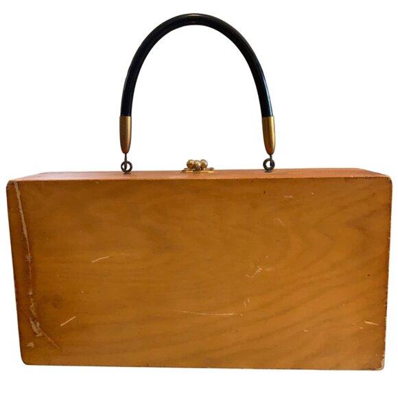 Enid Collins Lucky Ladybugs Wooden Box Bag Purse 1960s Vintage with Mirror - Picture 4 of 16